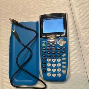 Texas Instrument TI 84 Plus C Graphing Calculator W Cover Tested Blue